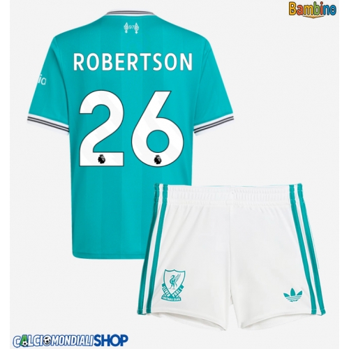 Maglie da calcio Liverpool Andrew Robertson #26 Terza Maglia Bambino 2025-26 Manica Corta + Pantaloni corti)
